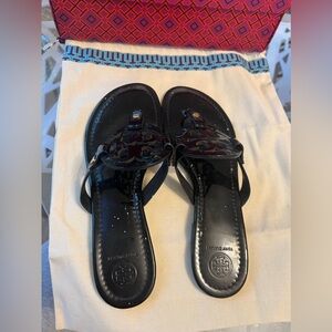 Black Tory Burch Patent Leather Miller Sandals size 9